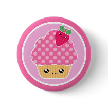 Kawaii Cupcake Strawberry buttons