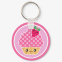 Kawaii Cupcake Strawberry Keychain keychain