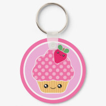 Kawaii Cupcake Strawberry Keychain by megakawaii Kawaii Cupcake Strawberry Keychain