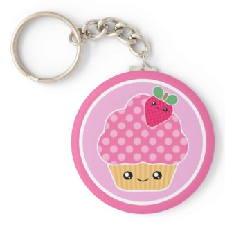 Kawaii Cupcake Strawberry Keychain keychain