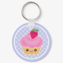 Kawaii Cupcake Strawberry Keychain