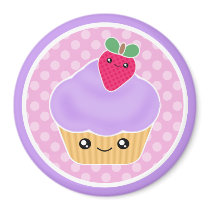 Kawaii Cupcake Strawberry Magnet by megakawaii Kawaii Cupcake Strawberry Magnet