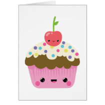 Kawaii Cupcake with Cherry on Top Cards