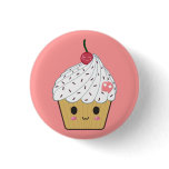 Kawaii Cupcake with Pink Sugar Skull and Cherry buttons
