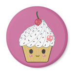 Kawaii Cupcake with Pink Sugar Skull and Cherry magnets