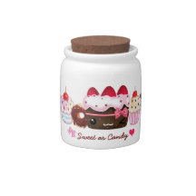 Kawaii cupcakes on cute candy jar