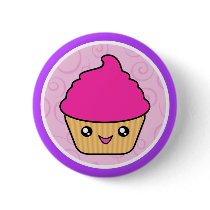 Kawaii Cuppy Cake Pink Cupcake buttons