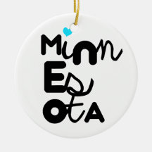 Kawaii Cute Adorable Minnesota State Typography Christmas Tree Ornaments