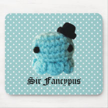 Kawaii Cute Crochet Amigurumi Octopus Top Hat Blue Mousepads