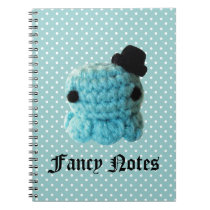 Kawaii Cute Crochet Amigurumi Octopus Top Hat Blue notebooks