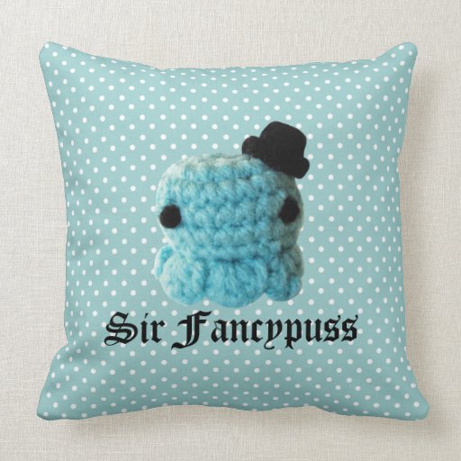 Kawaii Cute Crochet Amigurumi Octopus Top Hat Blue Pillow Zazzle
