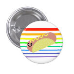 Kawaii Cute HotDog Rainbow Stripes Pin Button buttons