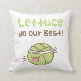 Kawaii Cute Lettuce Do Our Best Food Pun Humor Pillow