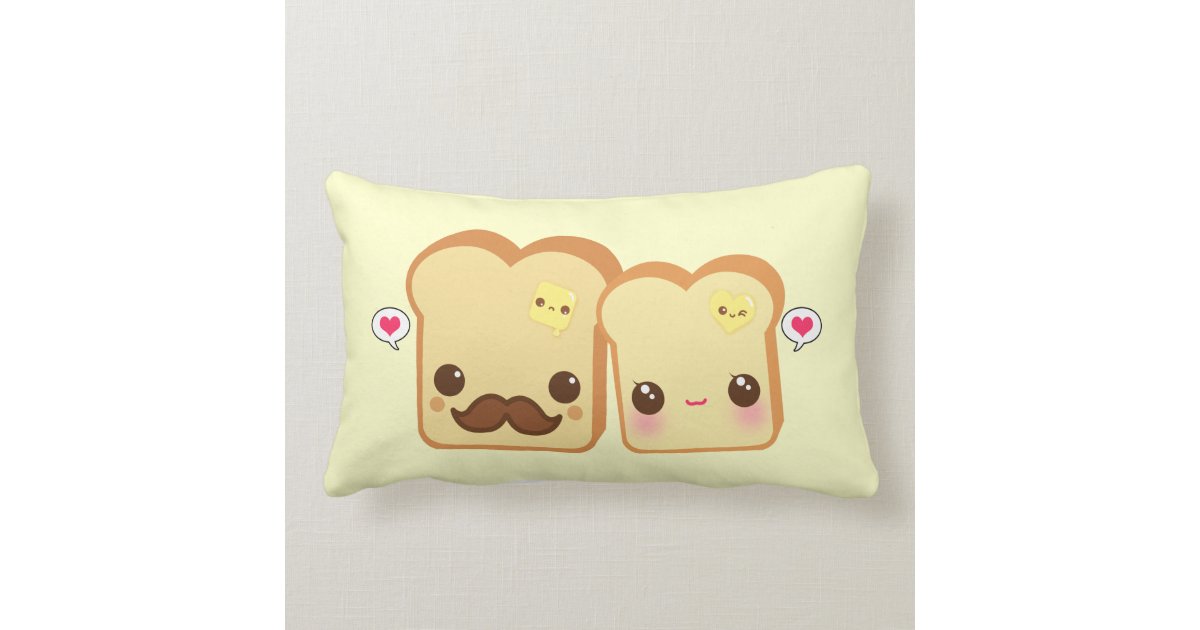 Kawaii cute toasts couple lumbar pillow Zazzle
