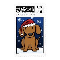 Kawaii Dachshund Christmas Postage Stamps (Red) by MenagerieMayhem Kawaii Dachshund Christmas Postage Stamps (Red)
