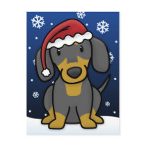 Kawaii Dachshund Christmas Postcard
