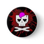 KAWAII DEATHROCK SKULL BLOOD SPLATTER PIN BUTTON