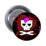 KAWAII DEATHROCK SKULL BLOOD SPLATTER PIN BUTTON buttons