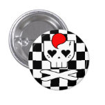KAWAII DEATHROCK SKULL CHECKERBOARD PIN BUTTON buttons