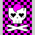 KAWAII DEATHROCK SKULL CHECKERBOARD PINK t-shirts