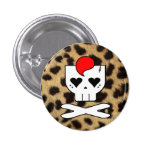 KAWAII DEATHROCK SKULL CHEETAH PRINT PIN BUTTON buttons