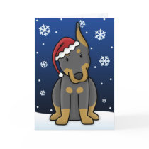 Kawaii Doberman Pinscher Christmas Card