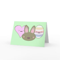 KAWAII EASTER TRIO BUNNY CHOCOLATE EGG HEART HAPPY CARDS