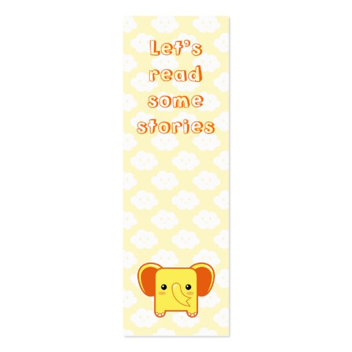 Kawaii elephant bookmark business card (front side)