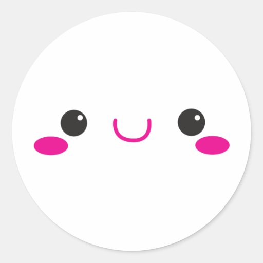 KAWAII FACE cute! Round Stickers Zazzle
