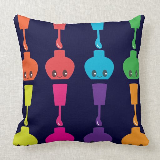 Kawaii Fingernail Polish Throw Pillow