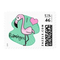 Kawaii Flamingo Postage Stamps