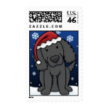 Kawaii Flat Coated Retriever Christmas Stamps