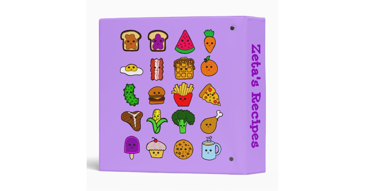 Kawaii Food Recipe Binder | Zazzle