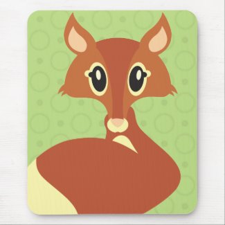 Kawaii Fox on Green Background mousepad