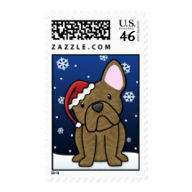 Kawaii French Bulldog Christmas Stamps (Brindle)