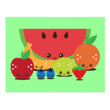 Kawaii Fruit Group Postcards
