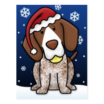 Kawaii German Shorthair Pointer Christmas Postcard