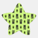 Kawaii Green Cat and Paw Print Pattern Stickers
