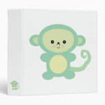 kawaii green monkey 3 ring binders
