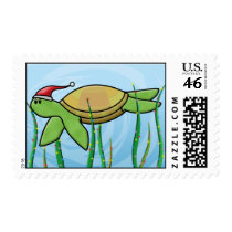 Kawaii Green Sea Turtle Christmas postage by MenagerieMayhem Kawaii Green Sea Turtle Christmas postage