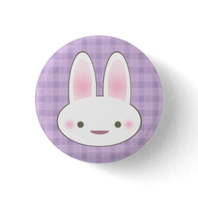 KAWAII HAPPY BUNNY GINGHAM CUTE FACE PINS by kawaiifiveo