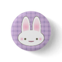 KAWAII HAPPY BUNNY GINGHAM CUTE FACE buttons by kawaiifiveo KAWAII HAPPY BUNNY GINGHAM CUTE FACE buttons