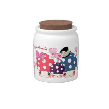 Kawaii happy mushrooms family - cute candy jar