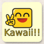 Kawaii Happy Peace Sign Coaster cork coasters