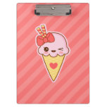 Kawaii Happy Strawberry Ice cream cone Clipboards
