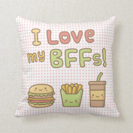 Kawaii I Love My BFFs Burger French Fries Soda Pillow