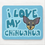 Kawaii I Love My Black & Tan Chihuahua Mouse Pad