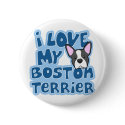 Kawaii I Love My Boston Terrier buttons by MenagerieMayhem Kawaii I Love My Boston Terrier buttons