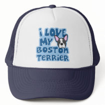 Kawaii I Love My Boston Terrier hats by MenagerieMayhem Kawaii I Love My Boston Terrier hats
