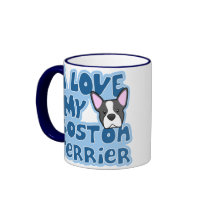Kawaii I Love My Boston Terrier mugs